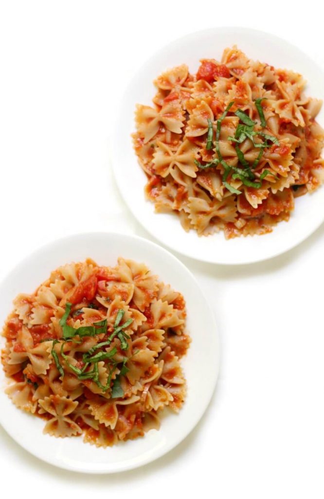 GlutenFree Farfalle Pasta with Tomato Basil Sauce (Vegan, AllergyFree)