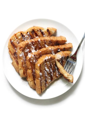 gluten-free grilled french toast with syrup and fork
