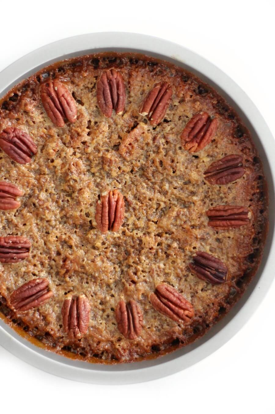 off-center crustless pecan pie without corn syrup