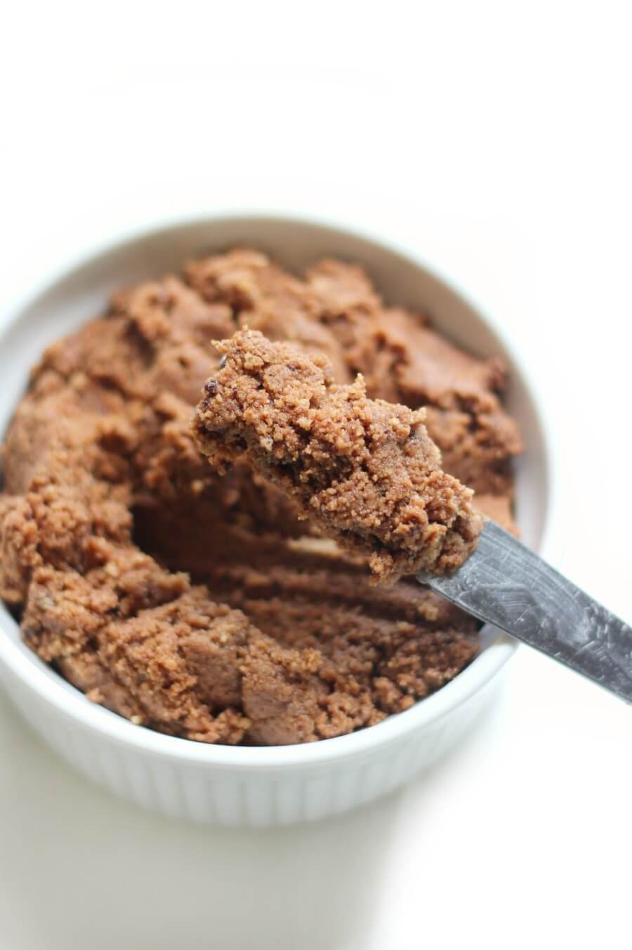 chocolate gluten-free cookie butter on knife