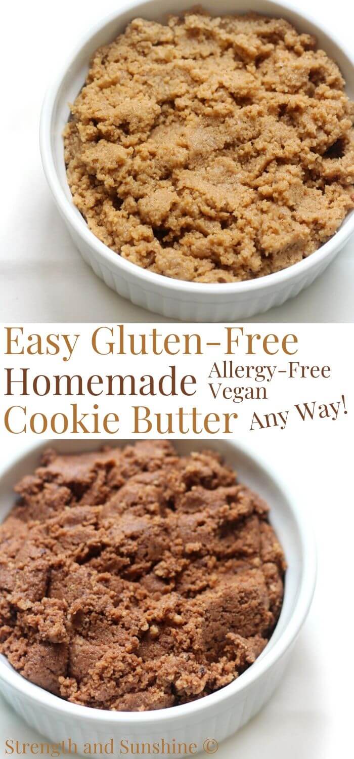 collage image of homemade gluten-free cookie butters