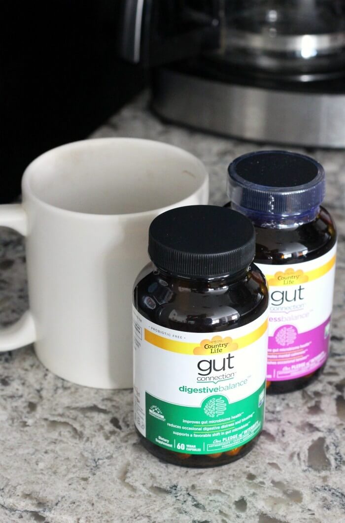 Gut Connection Supplements and coffee mug