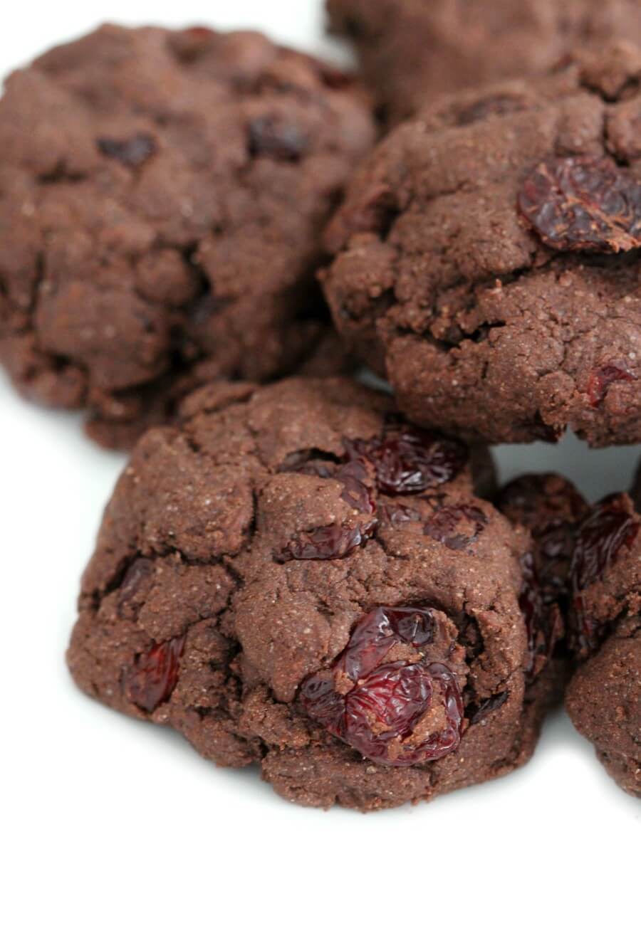 close-up of gluten-free chocolate cherry cookies
