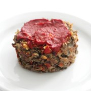 single vegan mini meatloaf on plate