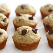 line-up of gluten-free chocolate chip banana muffins
