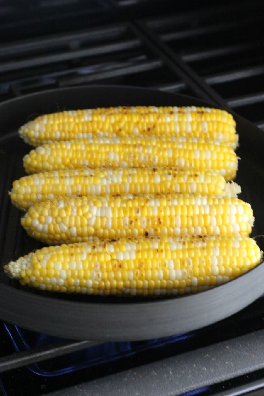 grilling corn on griddle