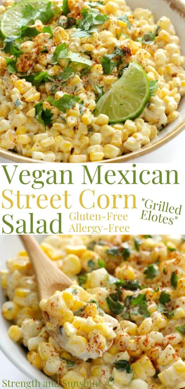 collage image of vegan mexican street corn salad