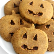 homemade little debbie pumpkin delights cookies in pile on white plate
