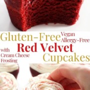 collage image of gluten-free red velvet cupcakes