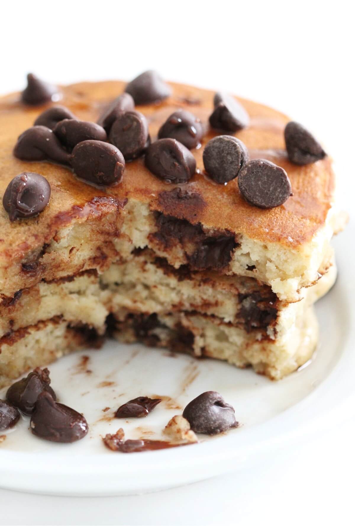 inside look of fluffy gluten-free chocolate chip pancakes