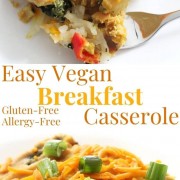 collage image of easy vegan breakfast casserole