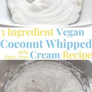 collage image of vegan coconut whipped cream