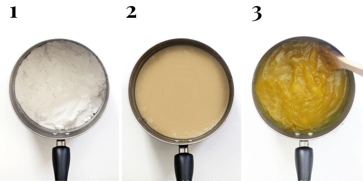 eggless vegan lemon curd step-by-step process shots