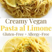 collage image of vegan pasta al limone