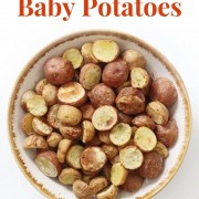 air fryer baby potatoes with image text