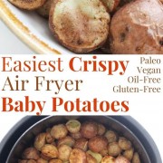 collage image of crispy air fryer baby potatoes