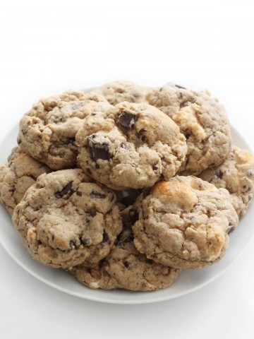 gluten-free and vegan s'mores cookies in a pile on plate