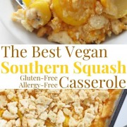 collage image of southern vegan squash casserole