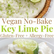 collage image of no bake vegan key lime pie
