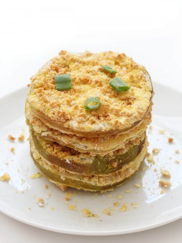 stack of air fryer fried green tomatoes