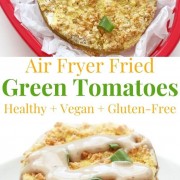 collage image of air fryer fried green tomatoes