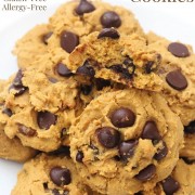 soft pumpkin chocolate chip cookies with image text