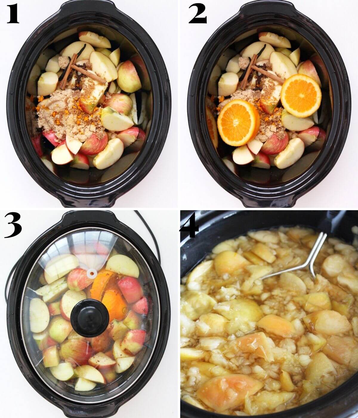 process steps for making apple cider at home in a crockpot