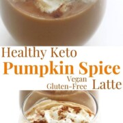 collage image of vegan pumpkin spice lattes