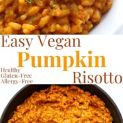 collage image of vegan pumpkin risotto