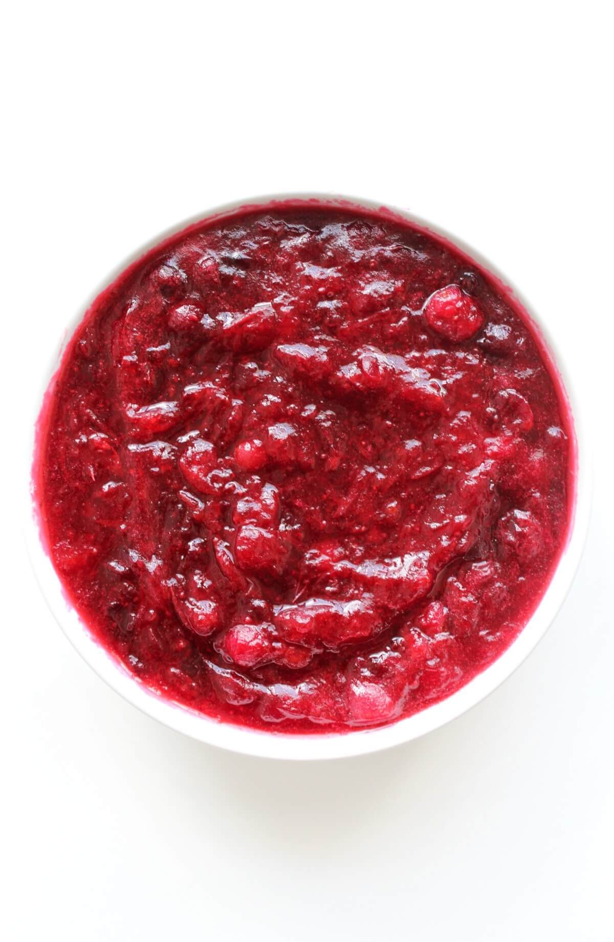 bowl of whole berry cranberry sauce