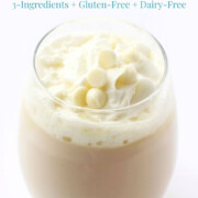 vegan white hot chocolate with image text