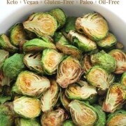 air fryer brussels sprouts with image text