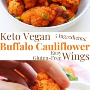 collage image of vegan buffalo cauliflower wings