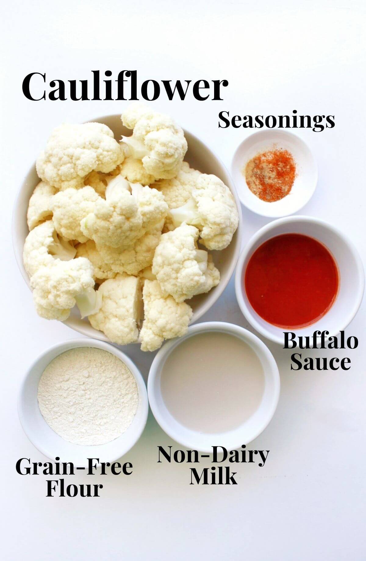 ingredients for vegan buffalo cauliflower wings