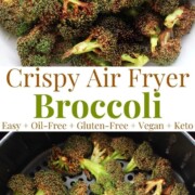 collage image of air fryer broccoli
