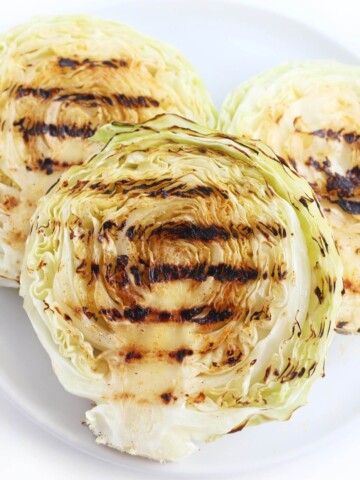 grilled cabbage steaks on plate