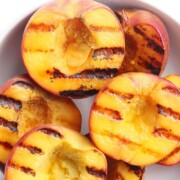grilled peaches with image text