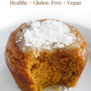 pumpkin cream cheese muffin with image text