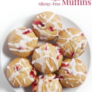 gluten-free cranberry orange muffins with image text