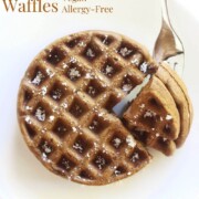 gluten-free gingerbread waffles with image text