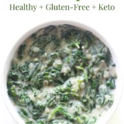 vegan creamed spinach with image text