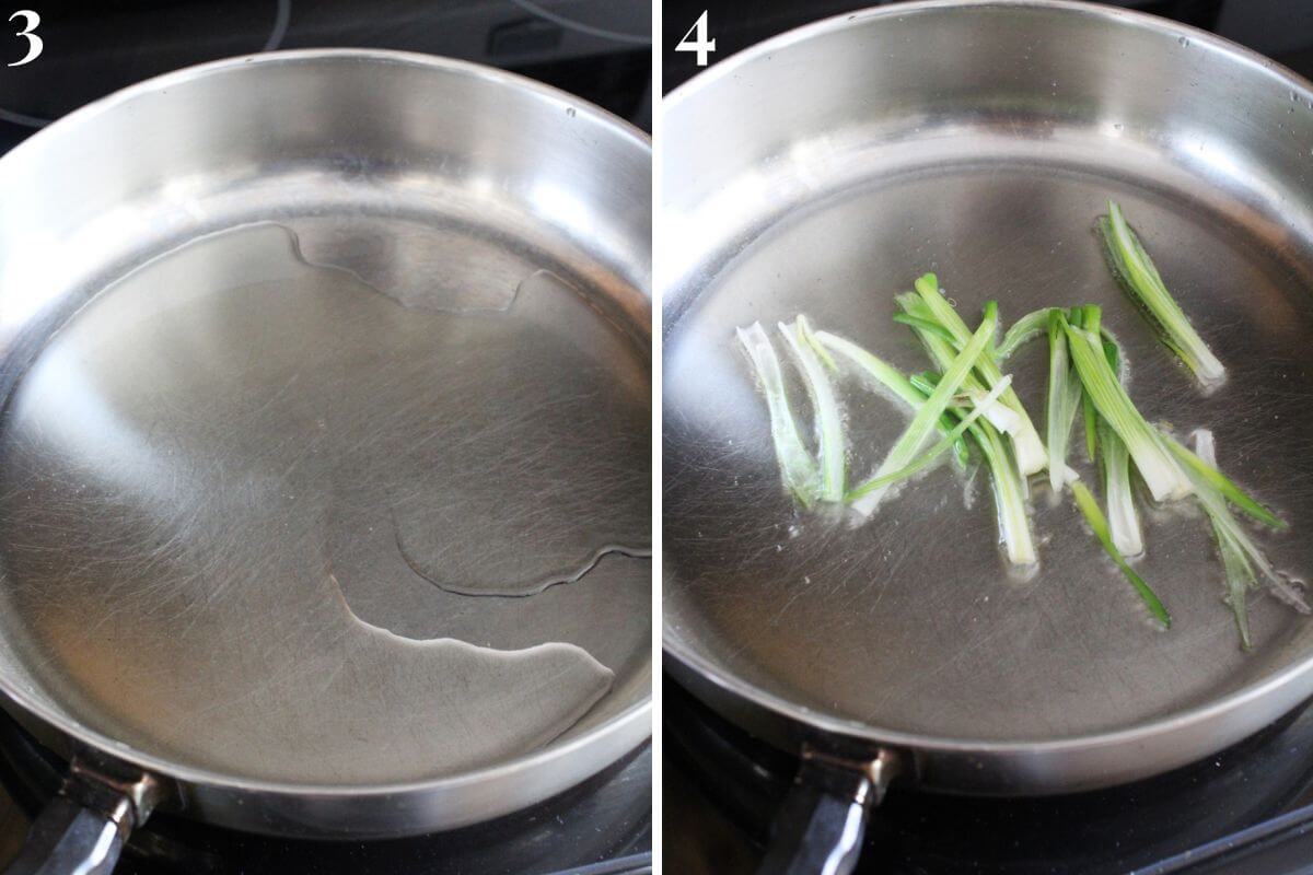 steps 3 and 4 heating oil in pan before adding in scallions