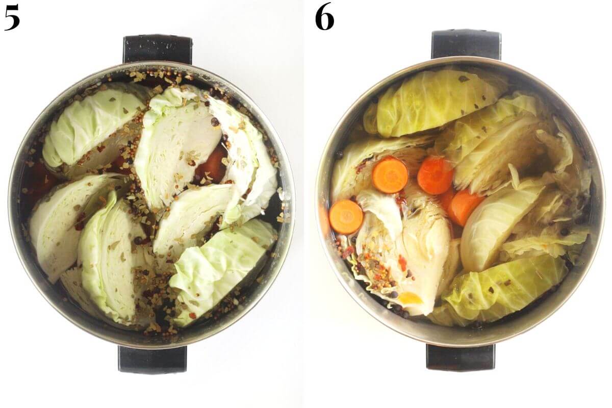 steps 5 and 6 adding water and boiling vegetables