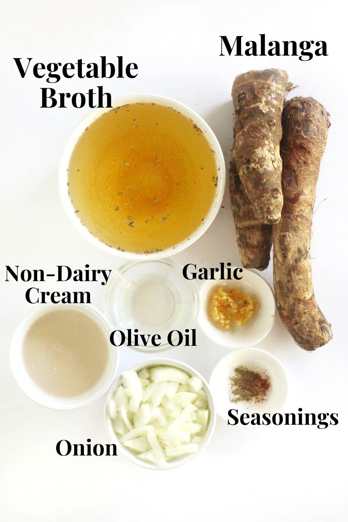ingredients in crema de malanga soup 