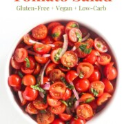 italian tomato salad with image text