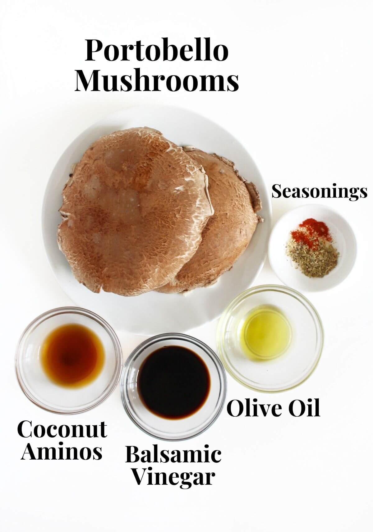 ingredients for grilled portobello mushrooms with marinade