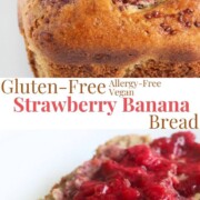 collage image of strawberry banana bread