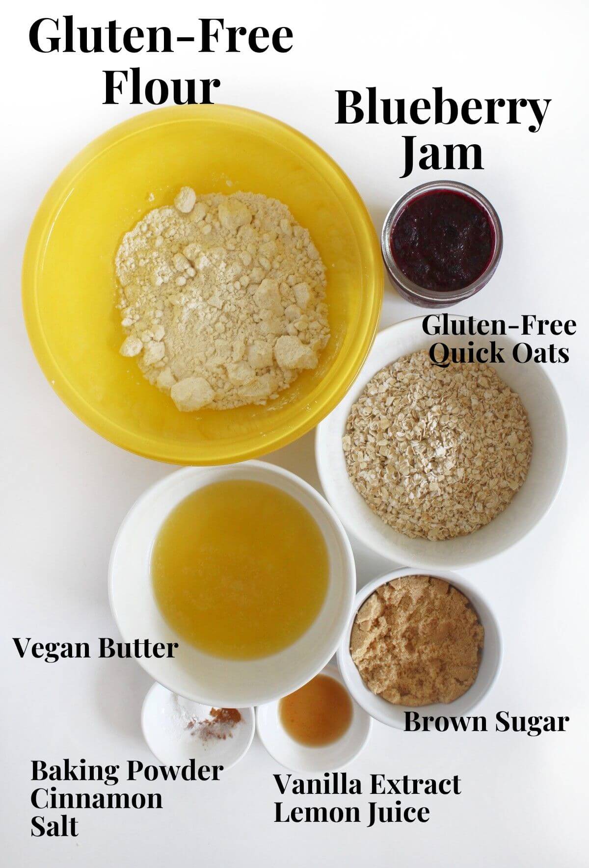 ingredients in gluten-free blueberry crumb bars
