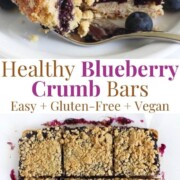 collage image of gluten-free blueberry crumb bars