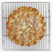 gluten-free french apple cake on wire rack